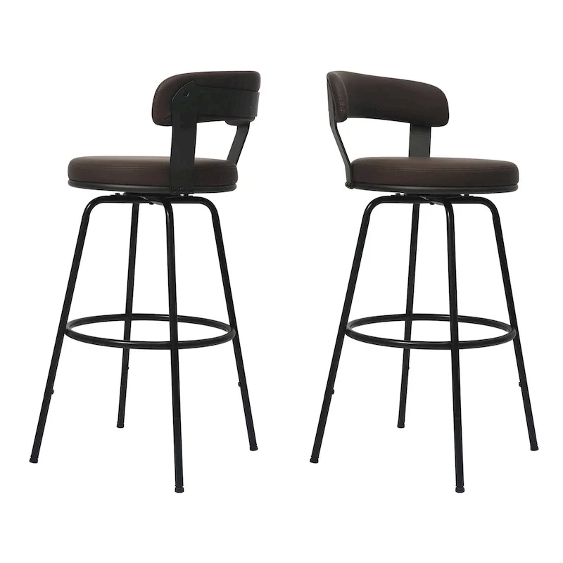 Hausfame Metal Counter Height Industrial Swivel Bar Stools