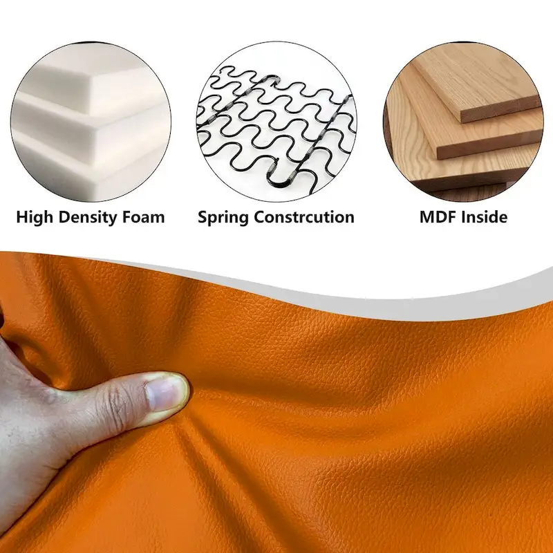 Mieres Mid-Century Style 3-Piece PU Leather Living Room Sofa