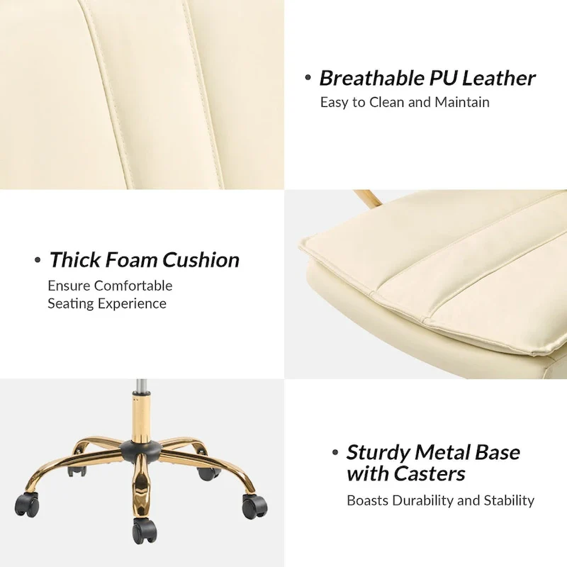 Modern Leather Rocking Office Chair with Metal Base