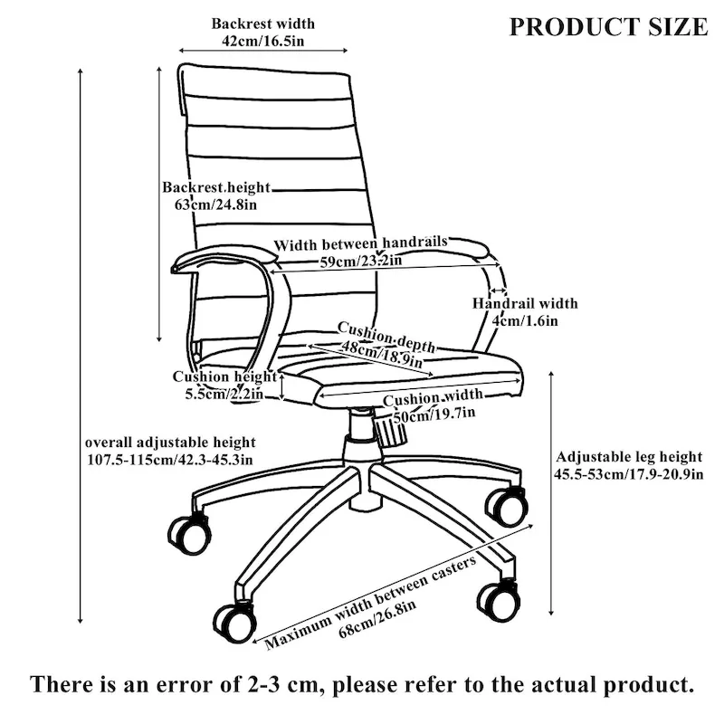 CAROCC Ribbed Computer Office Chair Adjustable Swivel High Back Desk Chair