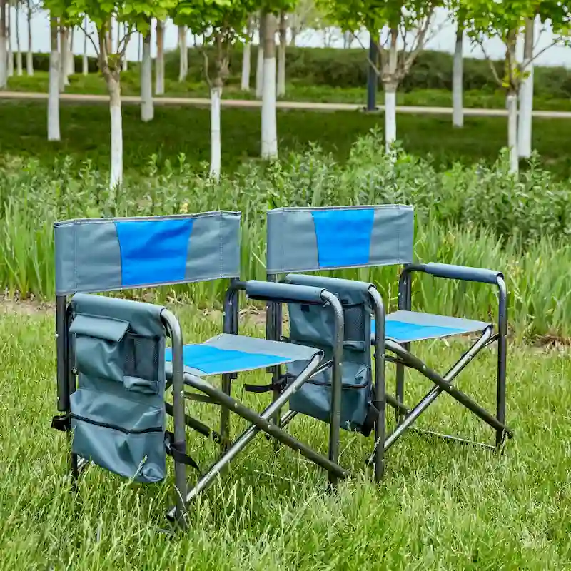 Padded Folding Outdoor Chairs with Side Table (Set of 2)