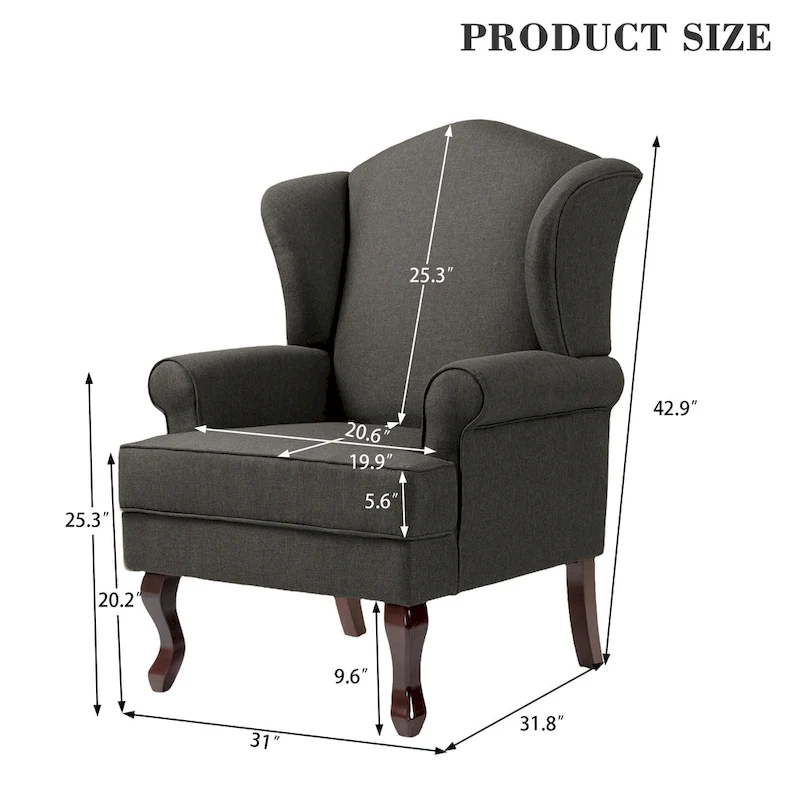 Mid-Century Modern Upholstered Wingback Accent Chair