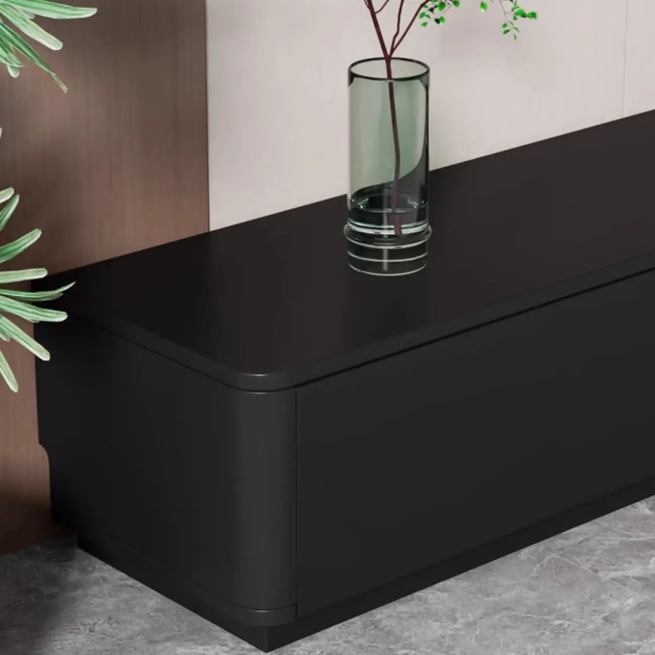 63 Black Rectangle Wood Cable Management TV Stand