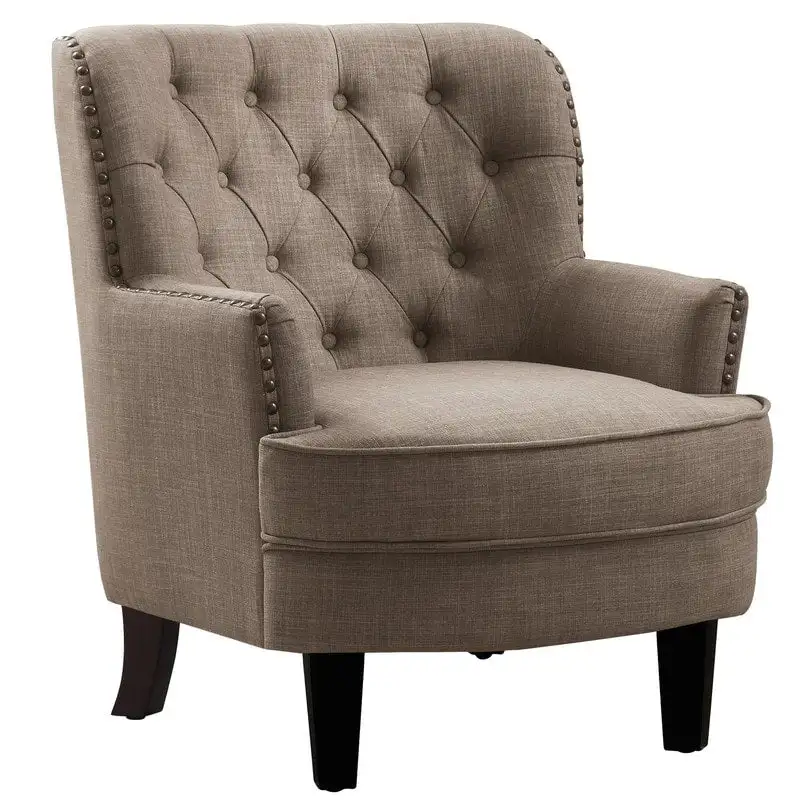 Moser Bay Mignon Velvet / Linen 30  Wide Tufted Wingback Accent Chair