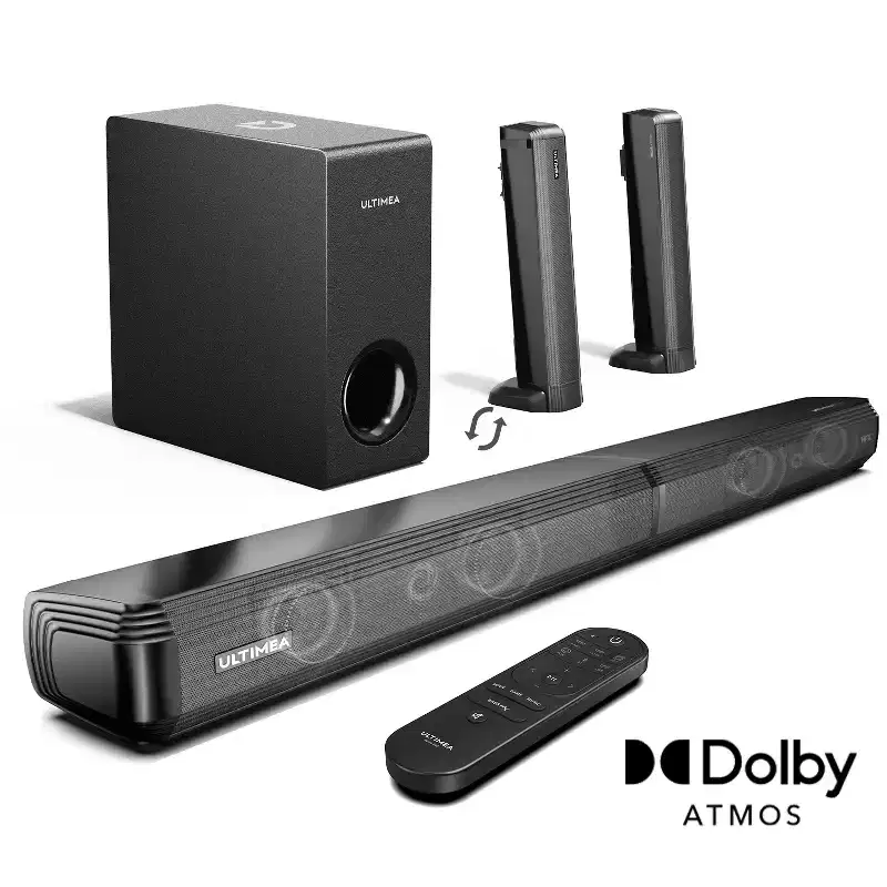 ULTIMEA Apollo S60 4.1ch Sound Bar, Dolby Atmos, Bluetooth 5.3, Subwoofer, 280W Peak Power, 3 EQ Modes, HDMI eARC
