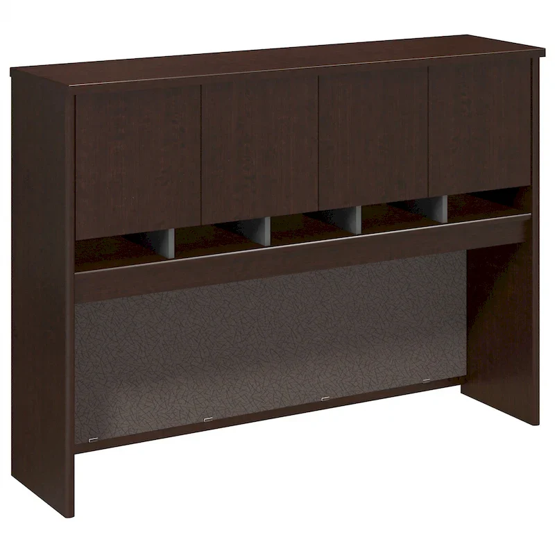60W Office Hutch – Mocha Cherry / Graphite Gray, 1-Person Workstation