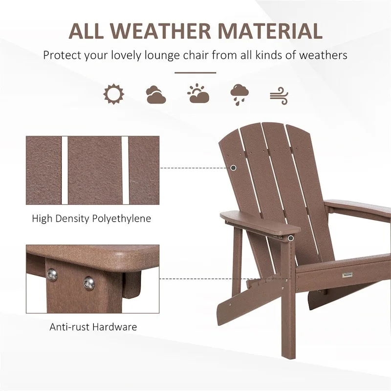 Adirondack Chair,Faux Wood Patio&Fire Pit Chair,Weather Resistant HDPE