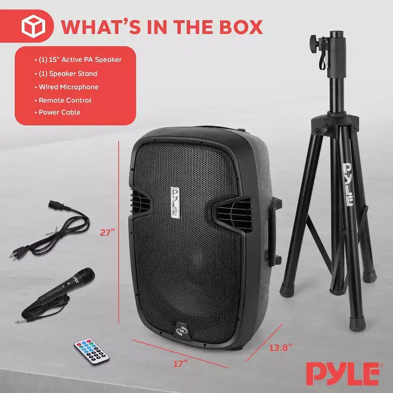 Pyle Bluetooth PA Speaker System with Speaker Stand 15 Subwoofer - AZPPHP155ST