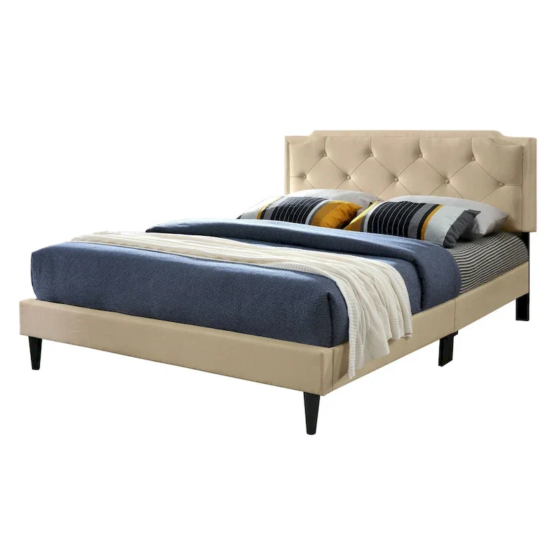 Deb Transitional Tufted Upholstered Panel Bed