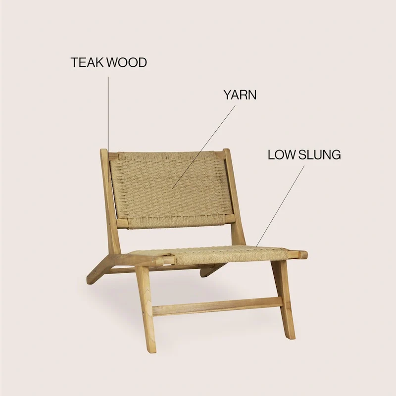 Woven Seagrass Armless Chair - Teak Wood Frame (Natural)