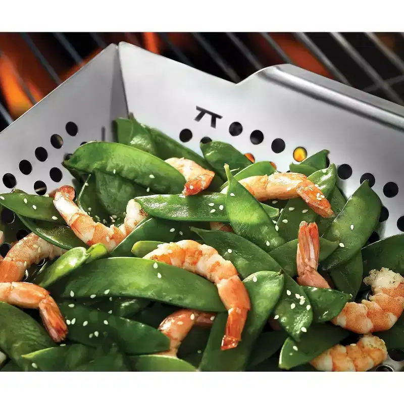 Outset 12" Stainless Steel Grill Wok with Handles