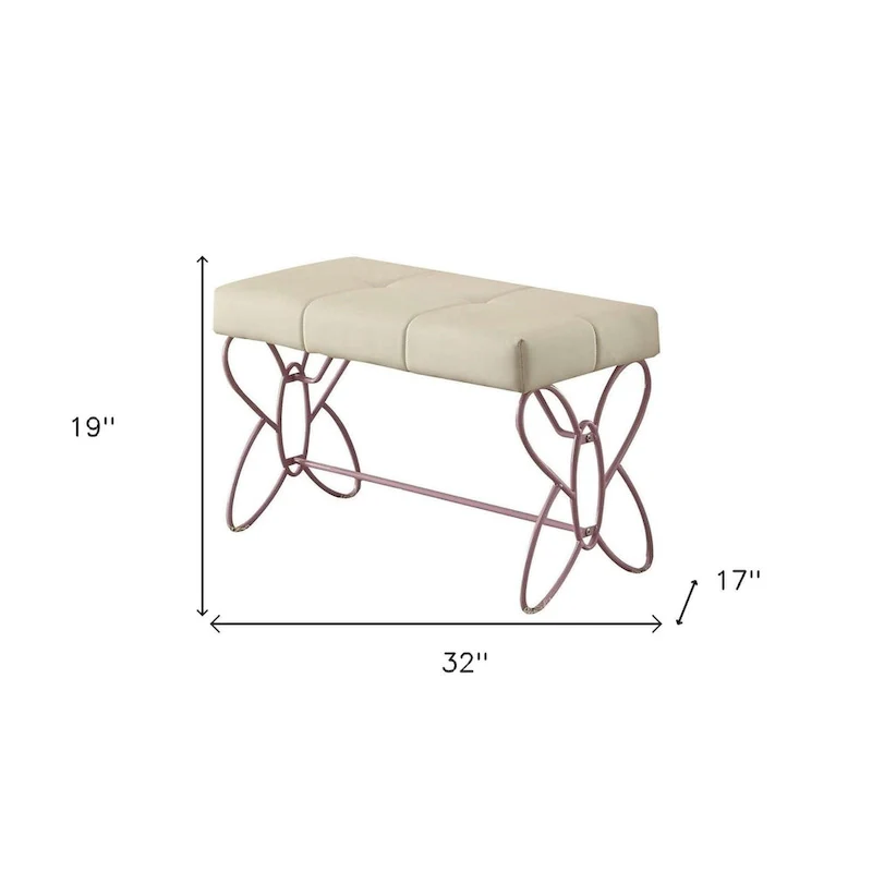 32 X 17 X 19 White And Light Purple Bench