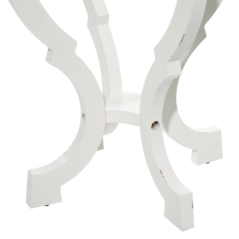 Scrolled Wood Round End Accent Table - 25x19x19