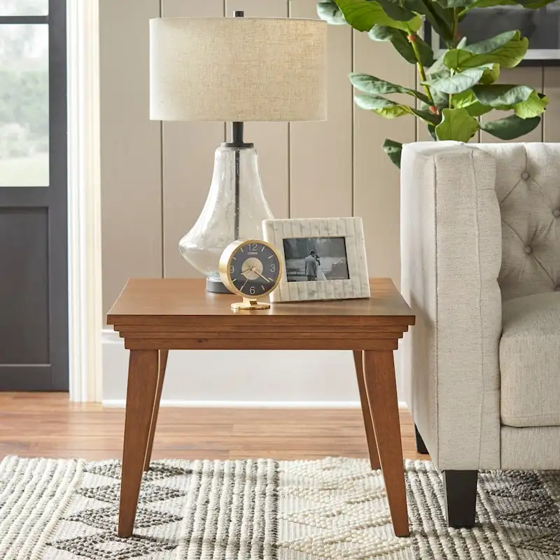 Walnut Solid Wood End Table - Mid-Century Modern Style
