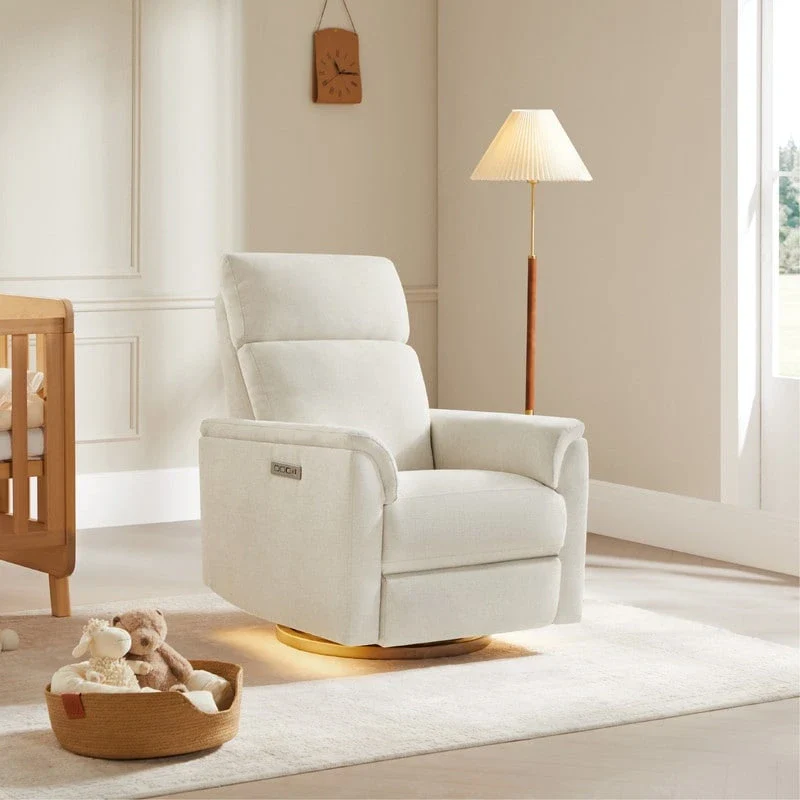 Power Swivel Nursery Recliner Chair with Nightlight