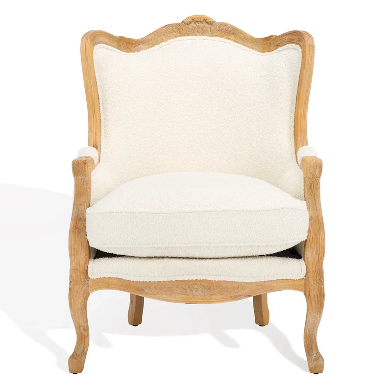 SAFAVIEH Couture Kali Oak Natural Linen Wing Chair - 34Wx34Dx40H