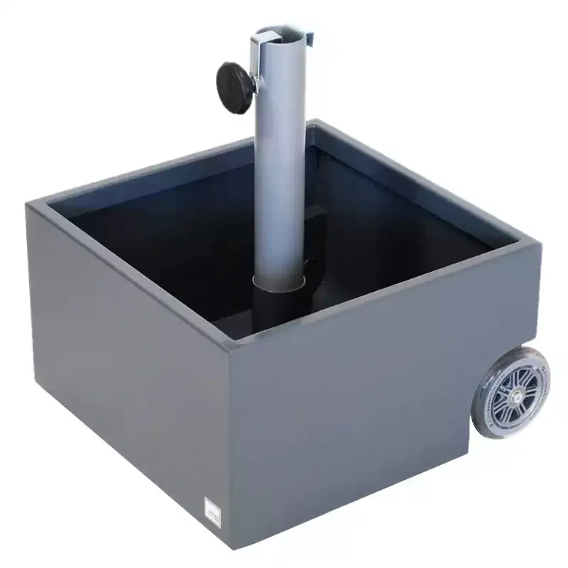 XXD Zinc Plated Power-Coated Modern Planter & Umbrella Stand, Dark Grey