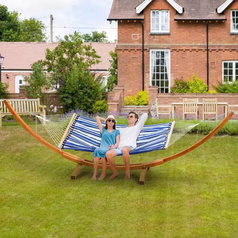VEVOR Wooden Hammock Stand, 475 lbs Capacity Universal 2 Person Hammock Frame Fits 9-13 ft Hammocks, Larch Wood Arc Adjustable Stand for Hammock