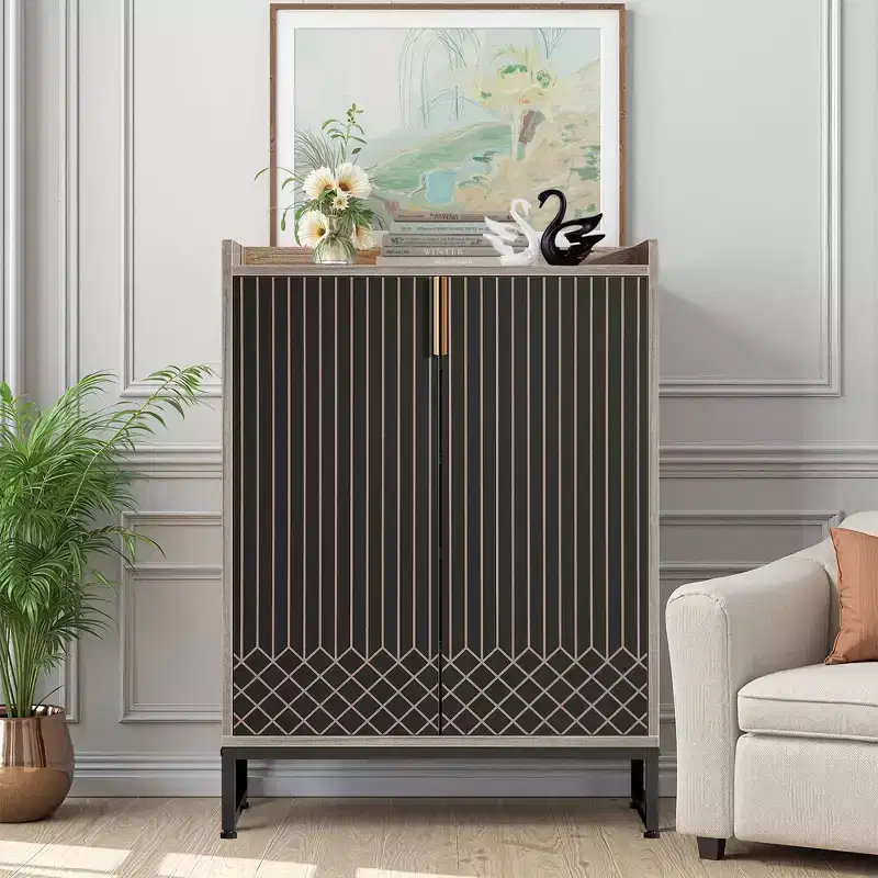 MAYEERTY Wooden Shoe Storage Cabinet with 2 Doors Dustproof Design for Entryway Hallway