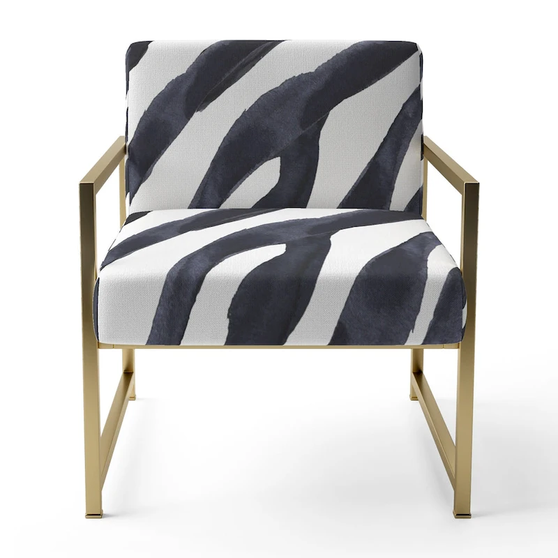 Designart Zebra Striped  Upholstered Cabin & Lodge Accent Chair and Arm Chair