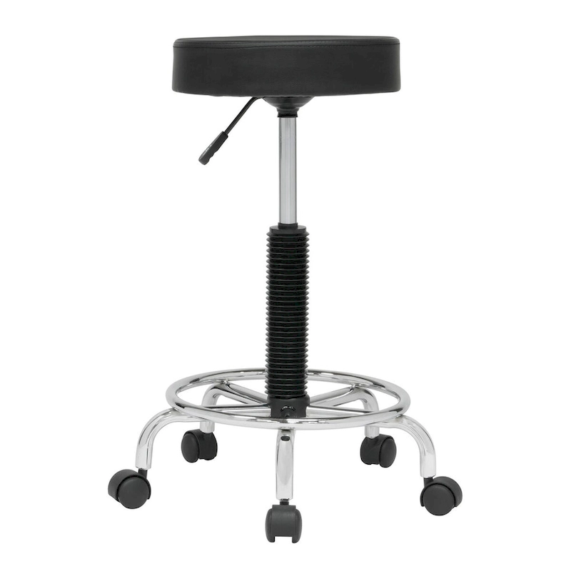 Calico Designs Padded, Rolling, Height Adjustable Stool with Footring