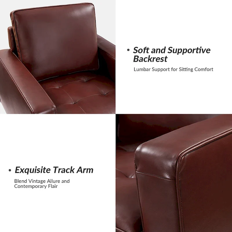 Elizabeth Mid-century Genuine Leather Arm Chair Set of 2 by HULALA HOME