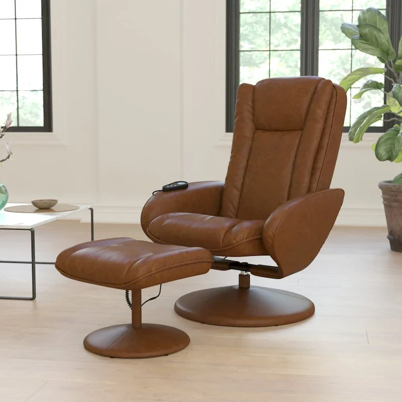 LeatherSoft Massaging Multi-Position Recliner w/Ottoman