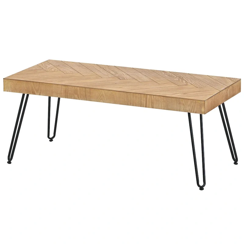 Modern Coffee Table with Metal Legs - 19.60 x 43.30 x 17.80