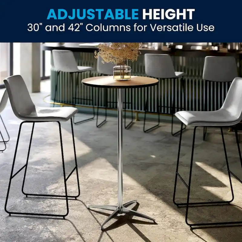 24 Round Wood Cocktail Table with 30 and 42 Columns