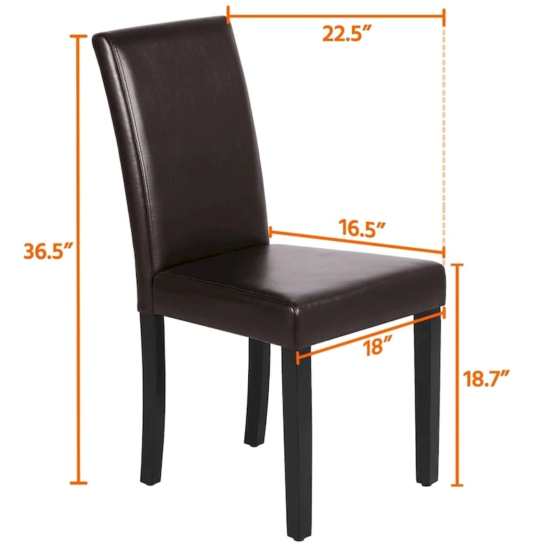 High-Back Faux Leather Dining Chairs with Foam Cushion & Rubberwood Legs – Black / Grey / Brown / White