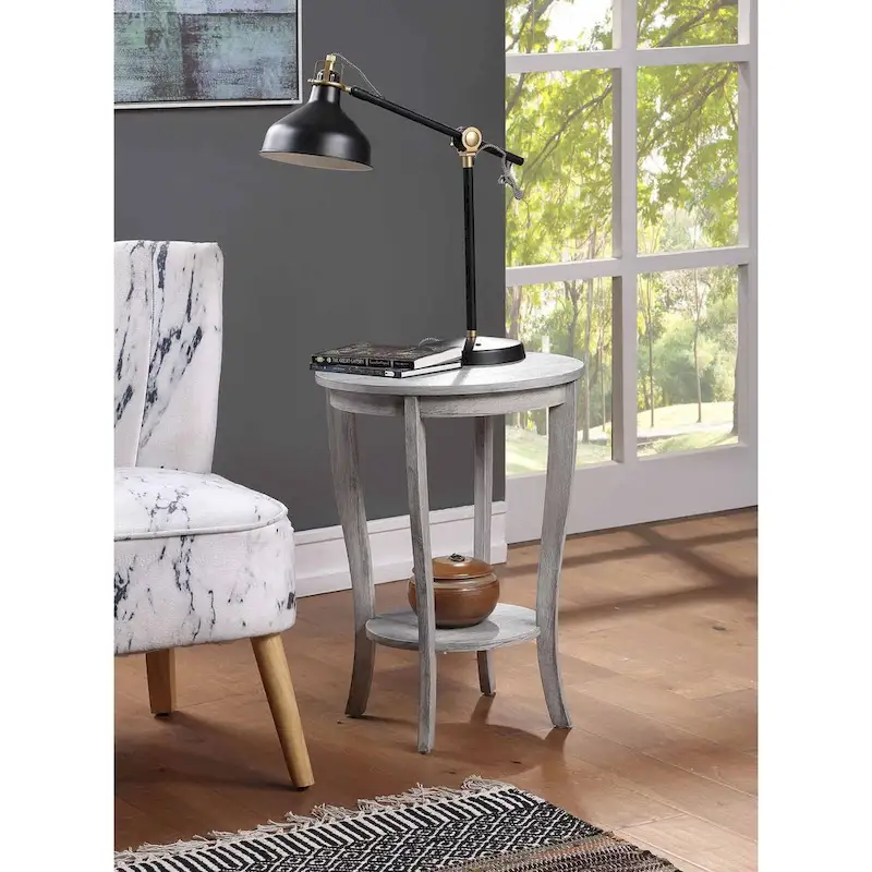 Round End Table with Shelf