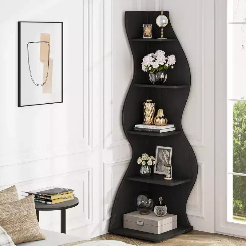 Tribesigns 5-Tier Corner Bookshelf, Small Bookcase with Unique Shape