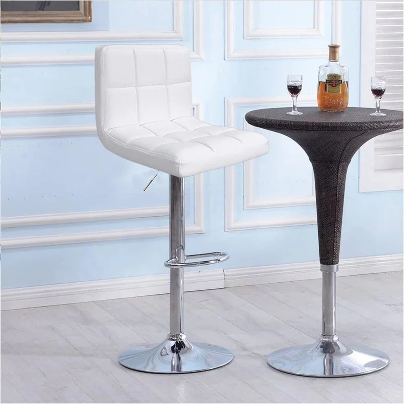 Bar Stools Adjustable Armless Swivel PU Leather Barstools Set of 2