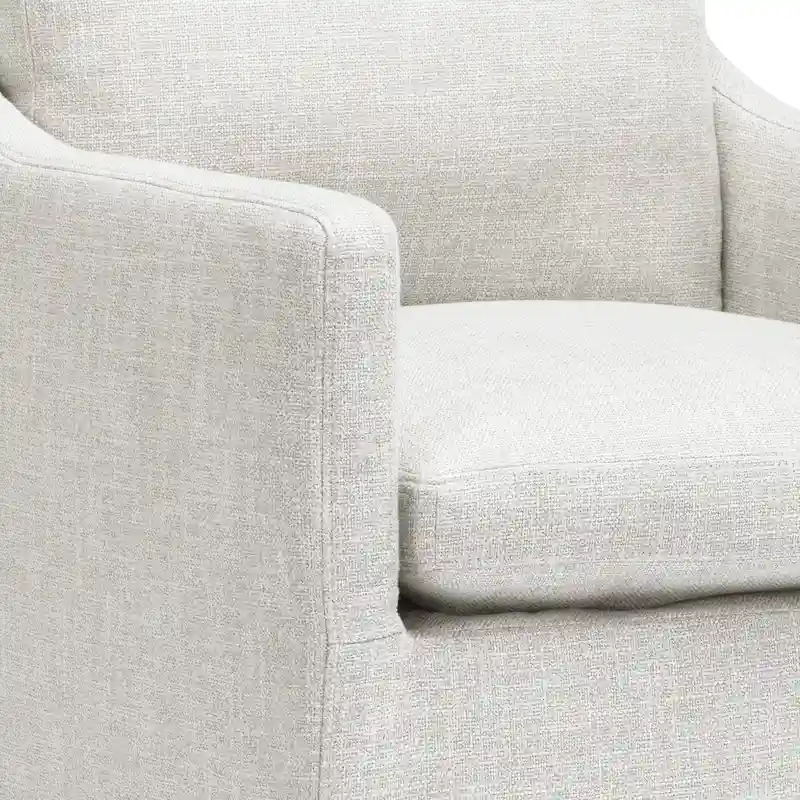 Beige Faux Linen Swivel Rolling Armchair with Casters, 1-Person