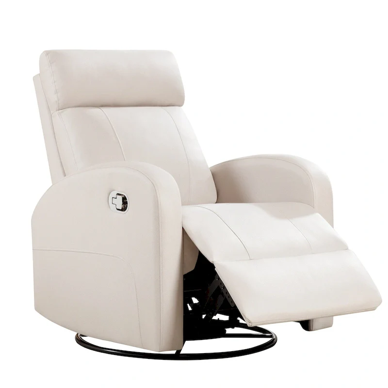 Modern Faux Leather Rocking Recliner with Swivel