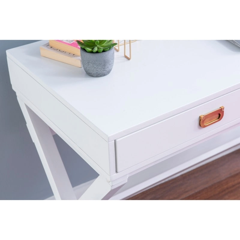 Poppy White X-base Writing Desk
