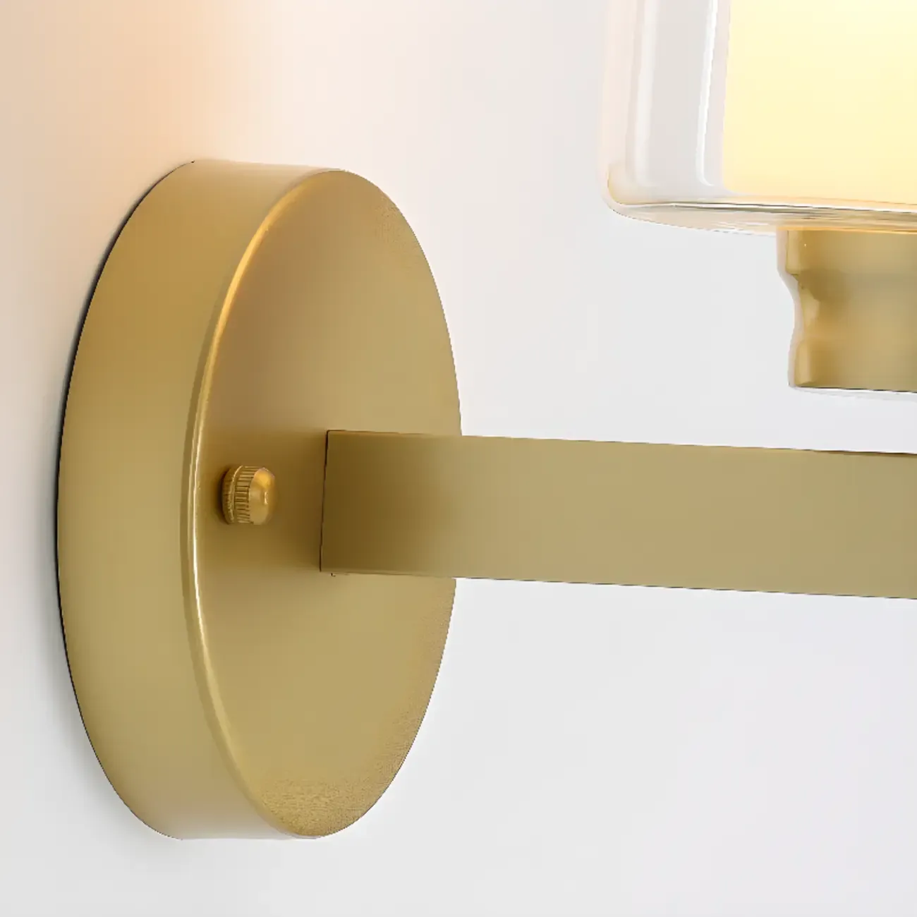 Modern Cylinder Brass Glass Shade Wall Sconce Light Fixture