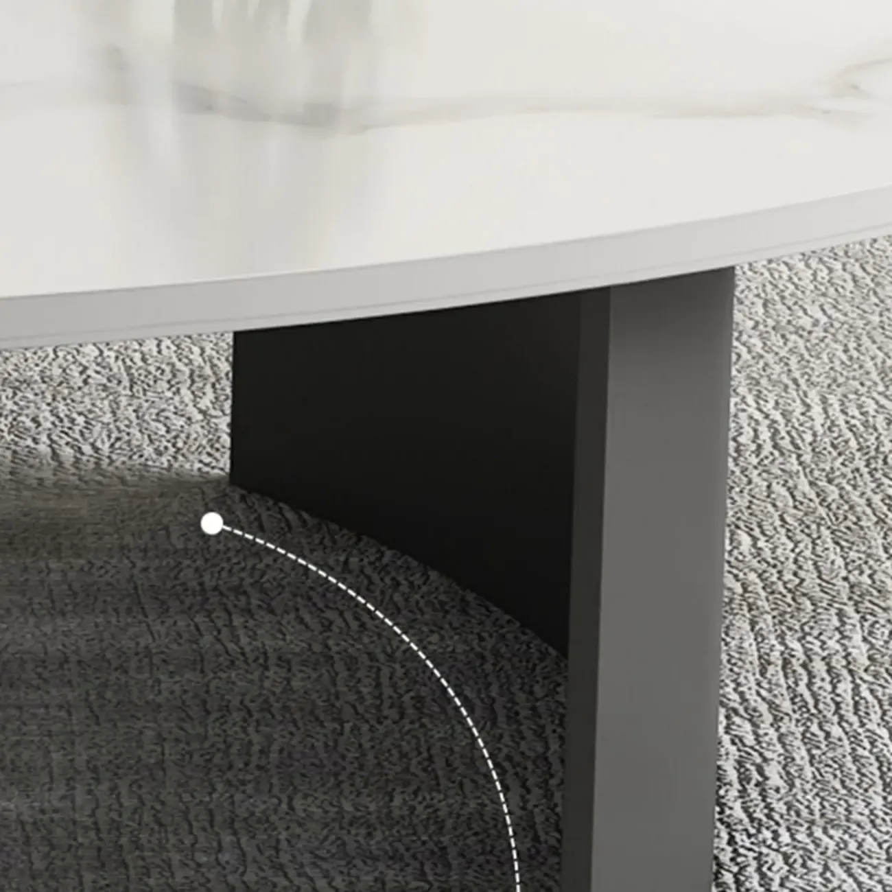 Oval Stone Top Scratch Resistant Iron Base Coffee Table