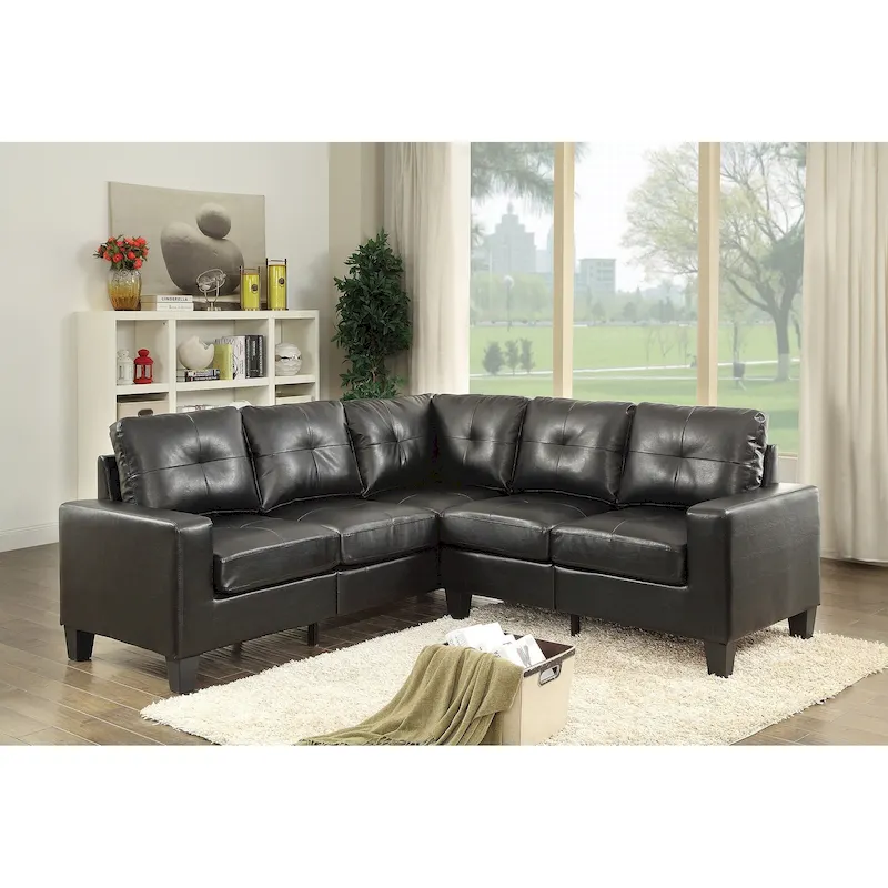 Newbury 82 in. W 2-piece Faux Leather L Shape Sectional Sofa - 32 L x 82 W x 35 H