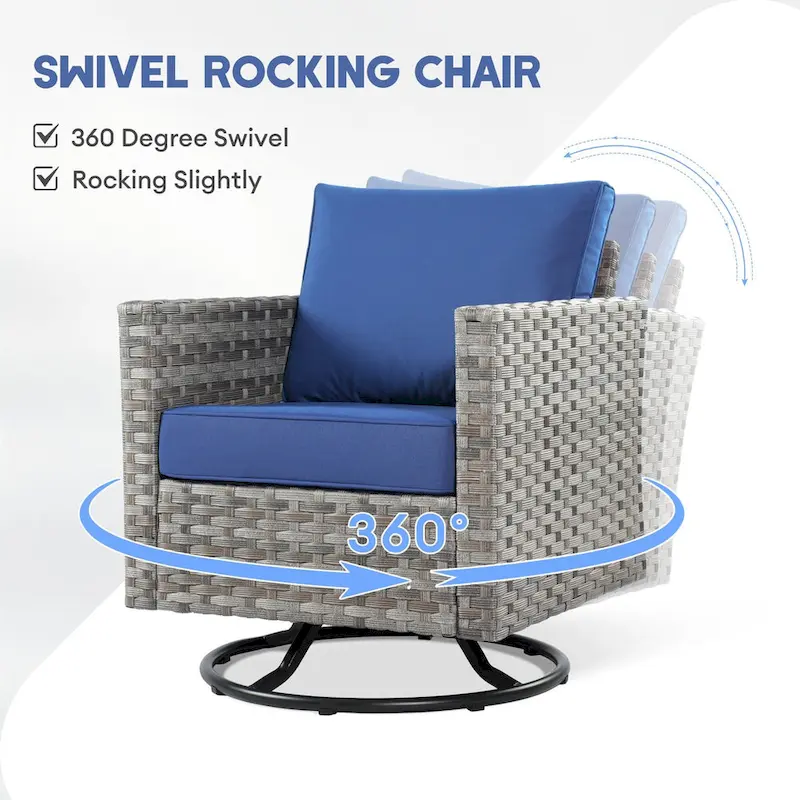 XIZZI 9-piece Patio Furniture Sectional Set with Swivel Rocking Chairs