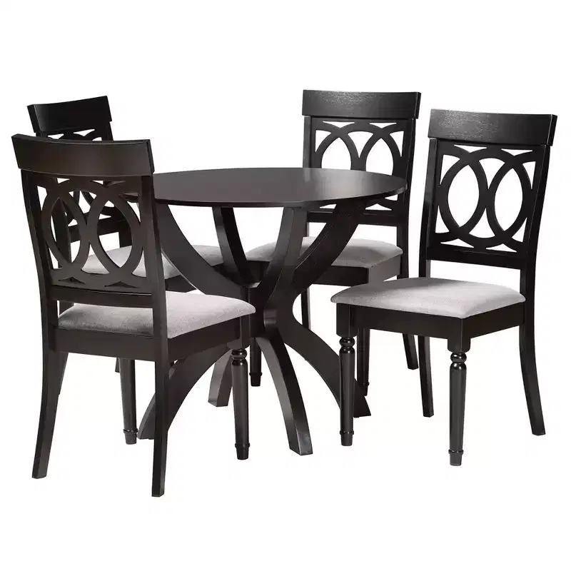 Baxton Studio Velia Modern Fabric Wood Dining Set
