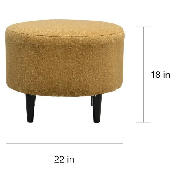 Round Ottoman - Mid-Century Style - Wooden Legs