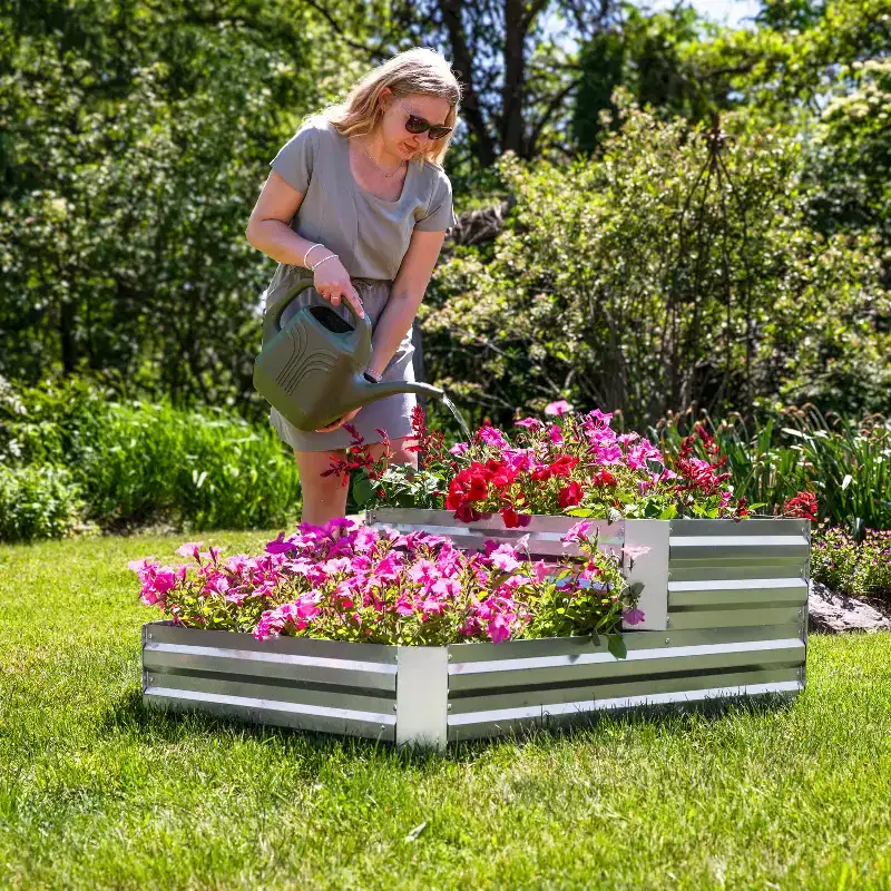 Sunnydaze 2-Tier Galvanized Steel Raised Garden Bed - 17.75 H