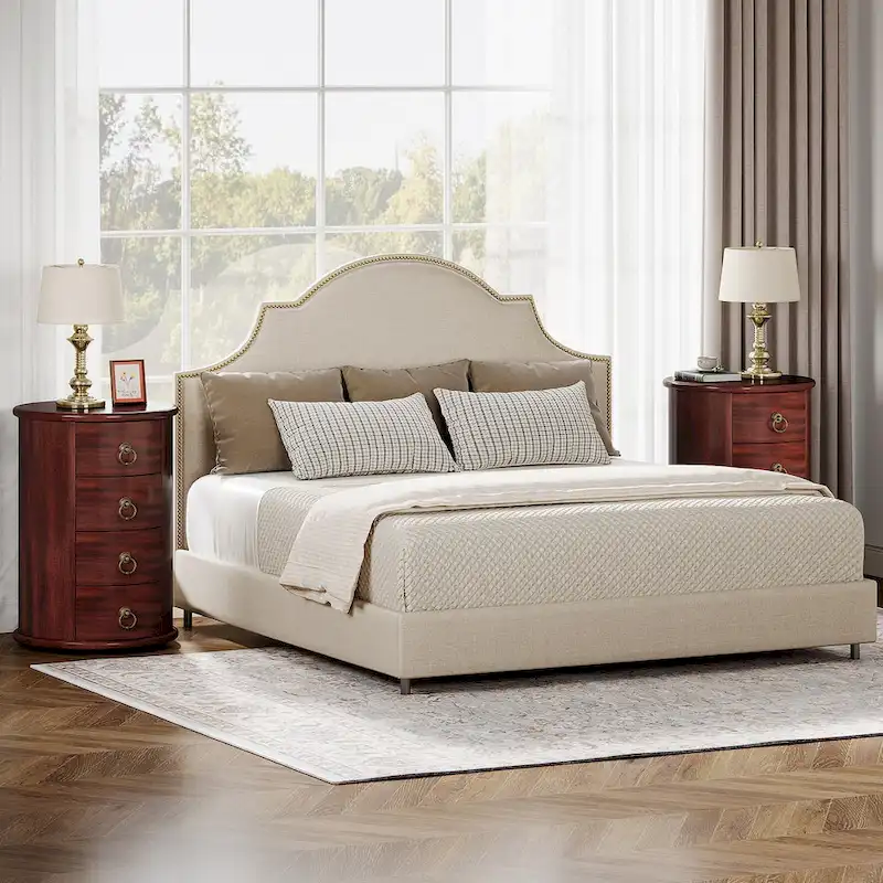 Solid Wood Bedside Table, Nightstand with 4 Drawers