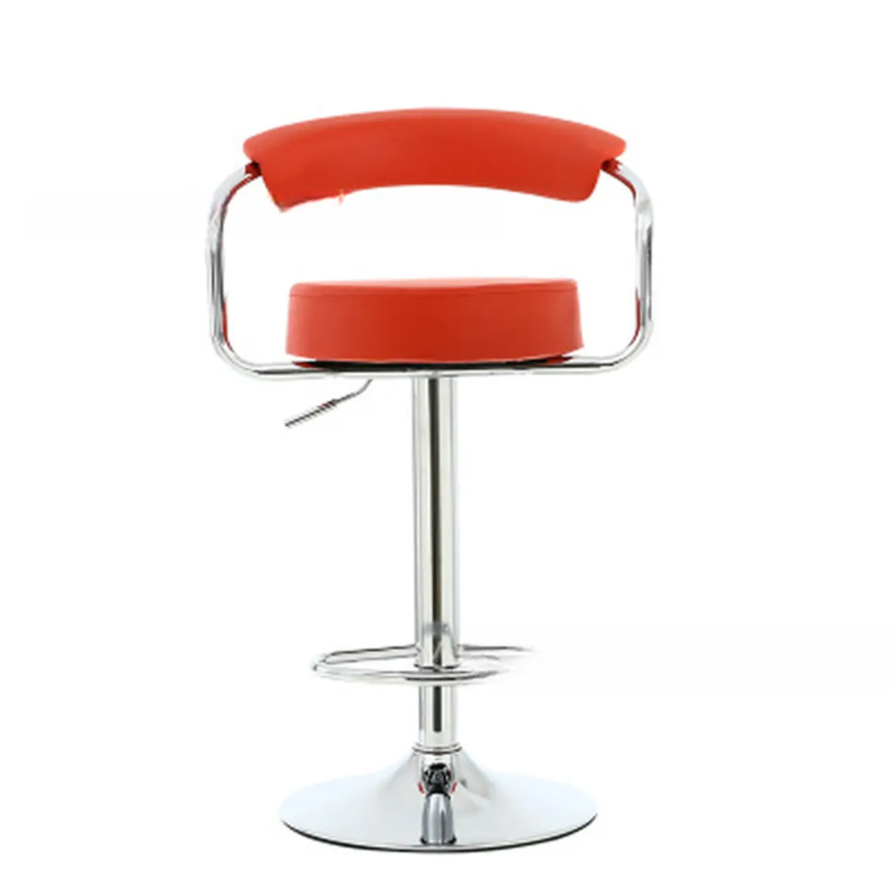 Modern Chrome Leather Ergonomic Adjustable Bar Stool