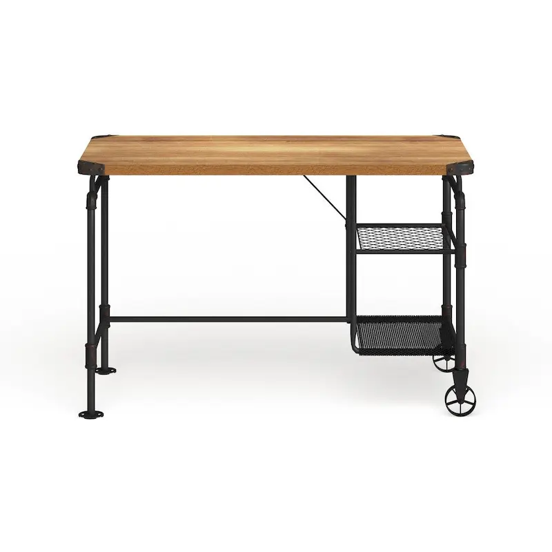 Industrial Black 47-inch Metal Computer Desk