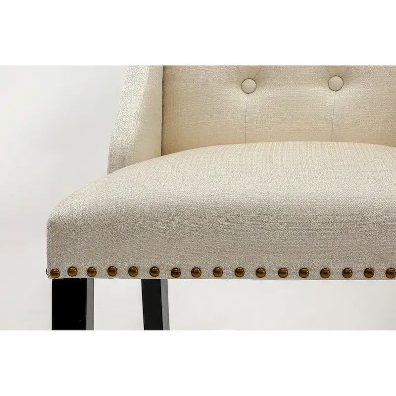 East West Furniture Parson Kitchen Chairs - Button Tufted Nailhead Upholstered Dining Chairs, Set of 2, (Finish & Upholstered)