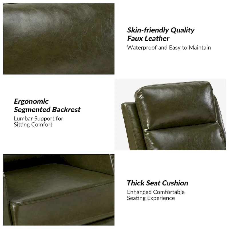Modern Faux Leather Manual Rocking Swivel Recliner with Wingback