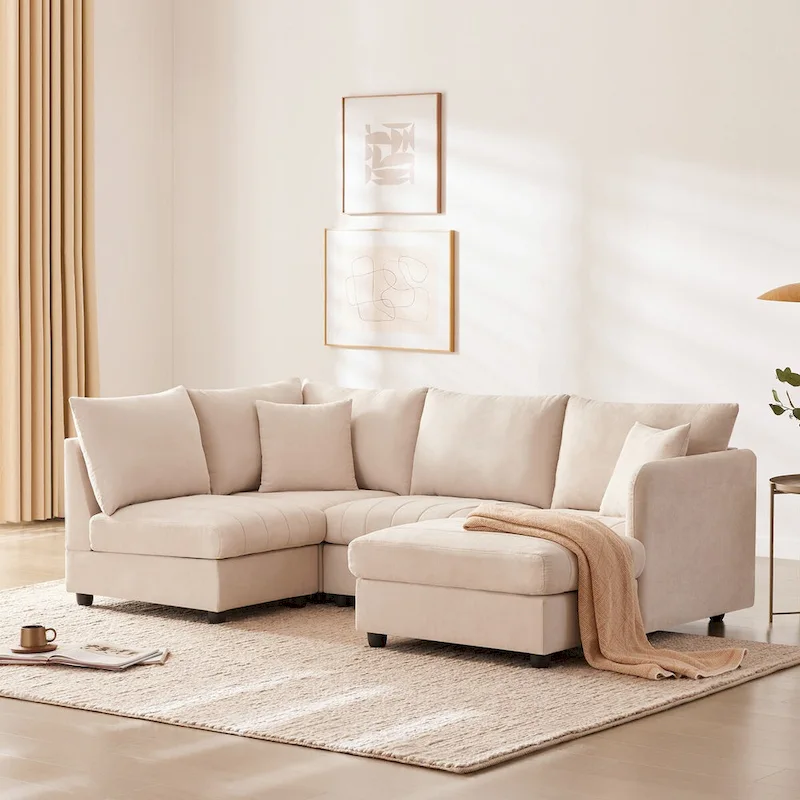 Modern Sectional Sofa with Vertical Stripes