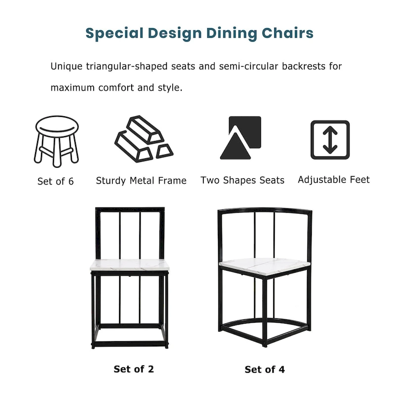 7-Piece Iron Dining Table Set with Table and Six Chairs